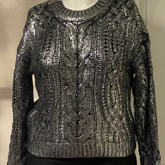 DKNY Black and Silver Knit Sweater - Picture 7 of 10